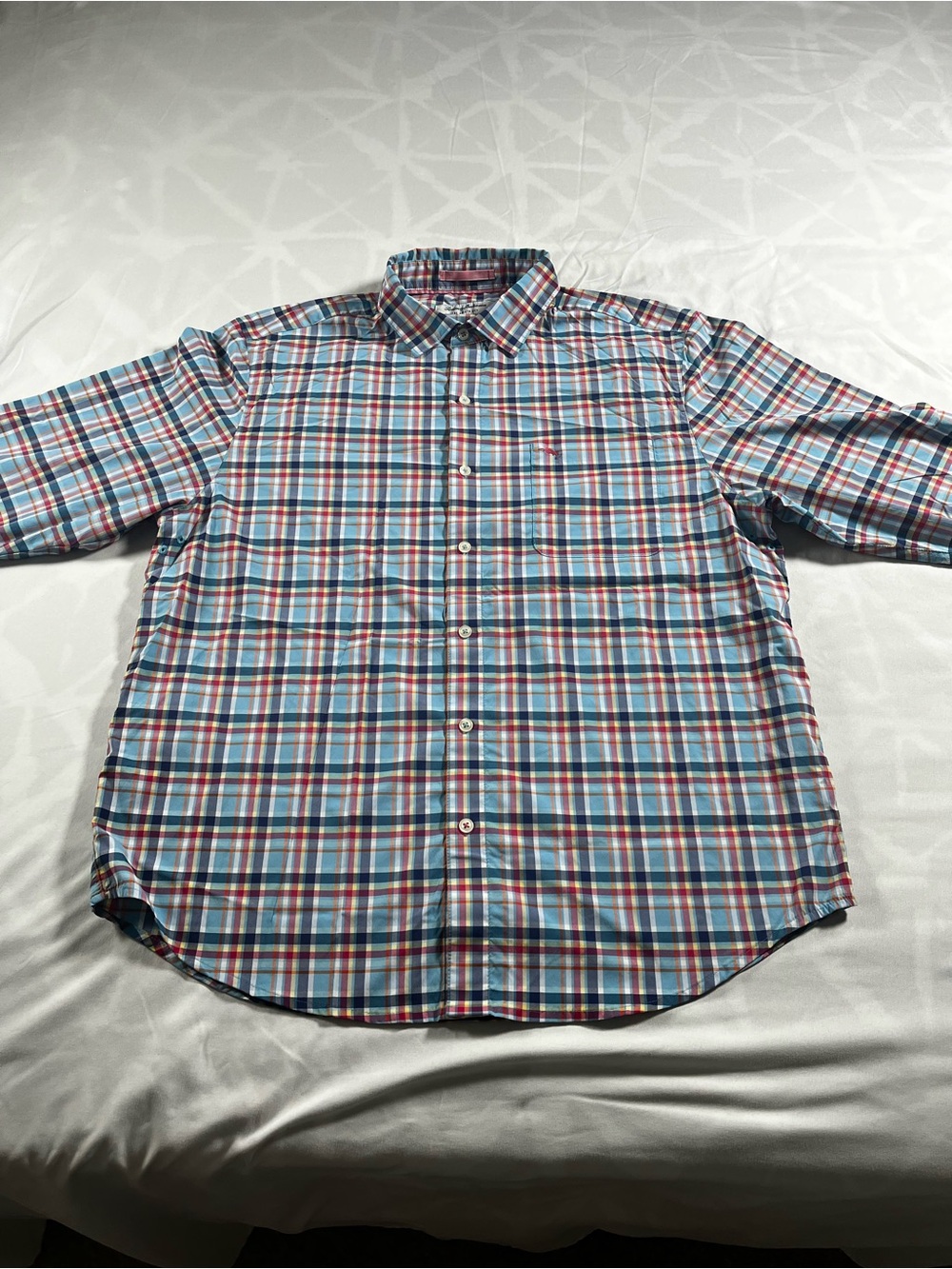 Tommy Bahama The Siesta Key Men’s Vented Heat Shirt Long Sleeve Plaid Size Large